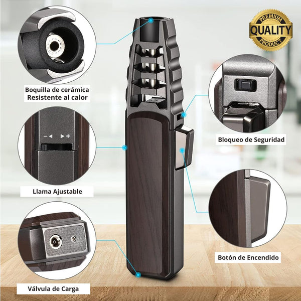 TorchFire Pro-X: Soplete Ajustable con Bloqueo Anti-Accidental