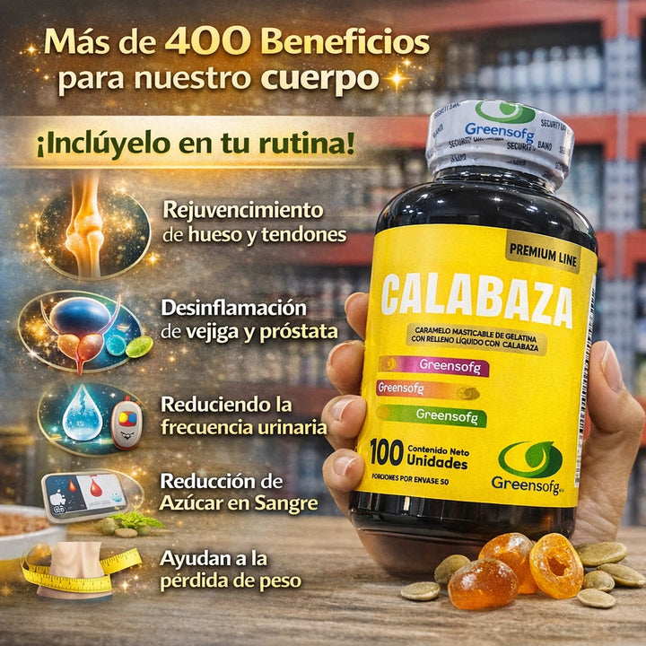 Calabaza Daily®: 20 Semillas por Goma. Desinflama tu próstata en menos de 1 semana